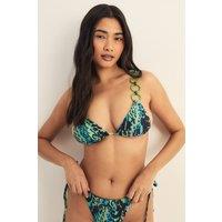 NastyGal Women's Snake Ring Triangle Tie Side Bikini Set in Green | Size: 12
