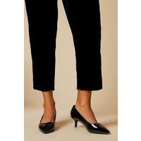 Dorothy Perkins Women's Dove Faux Patent Leather Kitten Heel Court Shoes in True Black | Size: 5