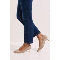 Dorothy Perkins Women's Wide Fit Dove Faux Patent Leather Kitten Heel Court Shoes in Taupe | Size: 4