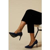 Dorothy Perkins Women's Wide Fit Dash Faux Suede Pointed High Stiletto Heel Court Shoes in Navy | Size: 6