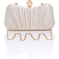 AJVANI Women's Evening Party Wedding Ruched Clutch Bag in Ivory