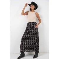 Big Dart Women's High Waist Geometric Print Maxi Skirt in Black