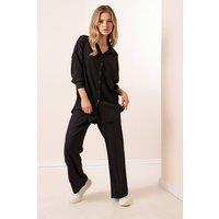 Big Dart Women's Textured Long Sleeve Knit Shirt & Pants Knitted Co-ord Set in Black | Size: Small