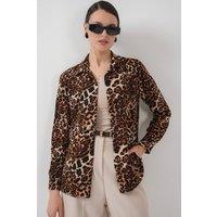Big Dart Women's Patterned Long Sleeve Shirt in Brown | Size: Large