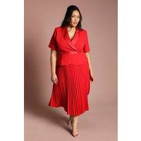 Coast Women's Plus 2 In 1 Wrap Dress With Pleated Skirt in Flame Red | Size: 20