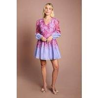 Coast Women's Petite Organza Floral Placement Lace Trim Mini Dress in Lilac | Size: 12