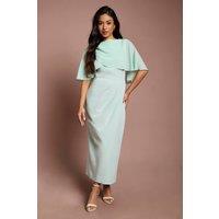 Coast Women's Petite Chiffon Cape Midi Dress in Sage | Size: 8
