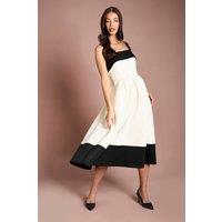 Coast Women's Strappy Printed Scuba Midi Dress in Mono | Size: 12