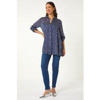 Roman Women's Speckled Print Collared Shirt in Navy | Size: 10