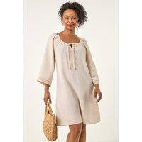 Roman Women's Petite Lace Trim Dress in Stone | Size: 8