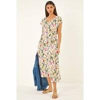 Roman Women's Floral Print Textured Midi Dress | Size: 12