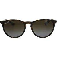 Ray-Ban Women's Round Tortoise & Gunmetal Brown Gradient Polarized Erika 4171 Sunglasses
