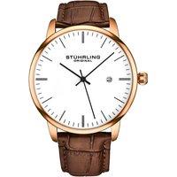 STHRLING Original Rasa Men's Classic Quartz Date Watch with Leather Strap in Rose Gold