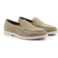 Silver Street London Men's San Mauro Suede Leather Casual Apron Loafers in Taupe | Size: 11