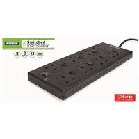 Status Individually Switched Extension Lead 240V 8-Gang 13A Black 2M