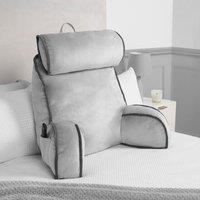 OHS Piped Edge Reading Pillow with Head Rest Back Support Bed Sofa in Grey