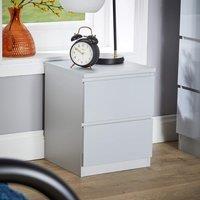 Home Source 2 Drawer Bedside Cabinet Nightstand Modern Storage Unit Bedroom in Grey