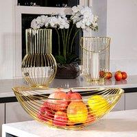 Madison & Mayfair Art Deco Style Large Wire Bowl - Gold