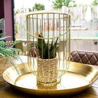 Madison & Mayfair Art Deco Style Large Round Wire Vase Lantern - Gold