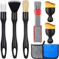 Nordara 7Pcs Car Detailing Brush Set Soft Brushes in Black | Size: 100 cm x 100 cm