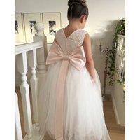 Lilly + Bo Girl's Maryanne Baby Pink + Ivory White Skirt - Flower Girl Dress | Size: 3-4 Years