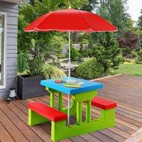 Costway Kids Picnic Table Bench Set Children Learning Eating Desk W/ Removable Umbrella