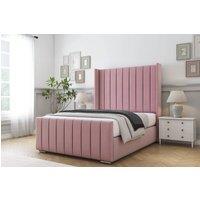 Comfort Beds Serena Plush Bed Frame With Mattress -50 Upholstered Wingback in Pink | Size: King