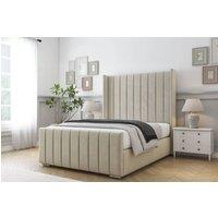 Comfort Beds Serena Plush Bed Frame With Mattress -50 Upholstered Wingback in Cream | Size: King
