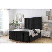 Comfort Beds Serena Plush Bed Frame With Mattress -50 Upholstered Wingback in Black | Size: King