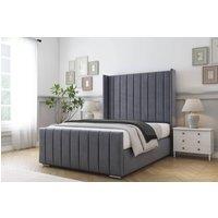 Comfort Beds Serena Plush Bed Frame With Mattress -50 Upholstered Wingback in Dark Grey | Size: King
