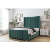 Comfort Beds Serena Plush Bed Frame With Mattress -50 Upholstered Wingback in Emerald | Size: King