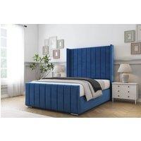 Comfort Beds Serena Plush Bed Frame With Mattress -50 Upholstered Wingback in Navy | Size: Super King