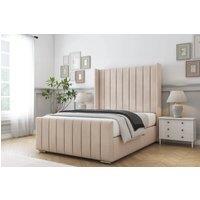 Comfort Beds Serena Naples Bed Frame With Mattress -50 Upholstered Wingback in Light Sand | Size: King