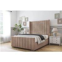 Comfort Beds Serena Naples Bed Frame With Mattress -50 Upholstered Wingback in Light Brown | Size: Super King