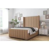 Comfort Beds Serena Dumfries Bed Frame With Mattress -50 Upholstered Wingback in Light Brown | Size: King
