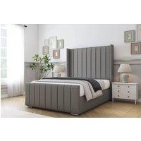 Comfort Beds Serena Dumfries Bed Frame With Mattress -50 Upholstered Wingback in Light Grey | Size: Super King