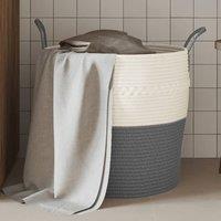 Berkfield Home Storage Basket Grey & White 43x38 cm Cotton | Size: 43x38 cm