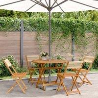 Berkfield Home 5 Piece Garden Dining Set Beige Polypropylene & Solid Wood