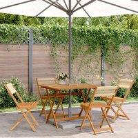 Berkfield Home 5 Piece Garden Dining Set Beige Polypropylene & Solid Wood