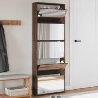 Berkfield Home Shoe Cabinet with Mirror 5-Layer Brown Oak 63x17x169.5 cm