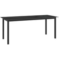 Berkfield Home Garden Table Black 190x90x74 cm Aluminium & Glass | Size: 190 x 90 x 74 cm
