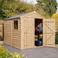 Rowlinsons 8 x 6 Feet Double Door Shiplap Apex Shed with window in Brown