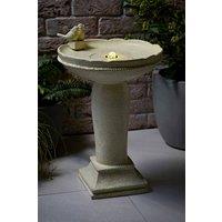 ValueLights Solar Powered Outdoor Bird Bath Water Fountain Feature in Cream