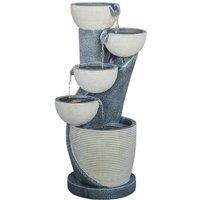 Ivyline Outdoor Cascading Bowl Water feature - L37 x W47 x H84 cm in Beige