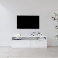 Home Source White TV Floor Stand 2 Drawer Modern Media Console Living Room Storage