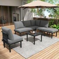 Matteo Grey Rope Garden Lounge Set - 6-Piece Outdoor Furniture