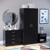 Home Discount Vida Designs Riano Trio Bedroom Set 3 Piece Storage Furniture in Black