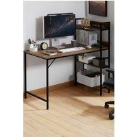 Home Discount Vida Designs Brooklyn Large Computer Desk with 3 Shelves Office Study Gaming Table in Dark Brown