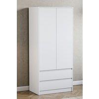 Home Discount Vida Designs Denver 2 Door Wardrobe With Drawers MDF in White