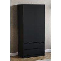 Home Discount Vida Designs Denver 2 Door Wardrobe With Drawers MDF in Black